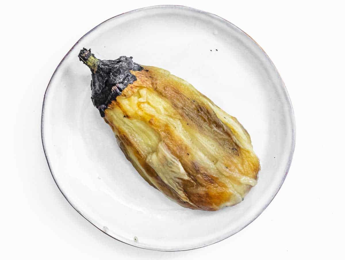 peeled eggplant on a plate