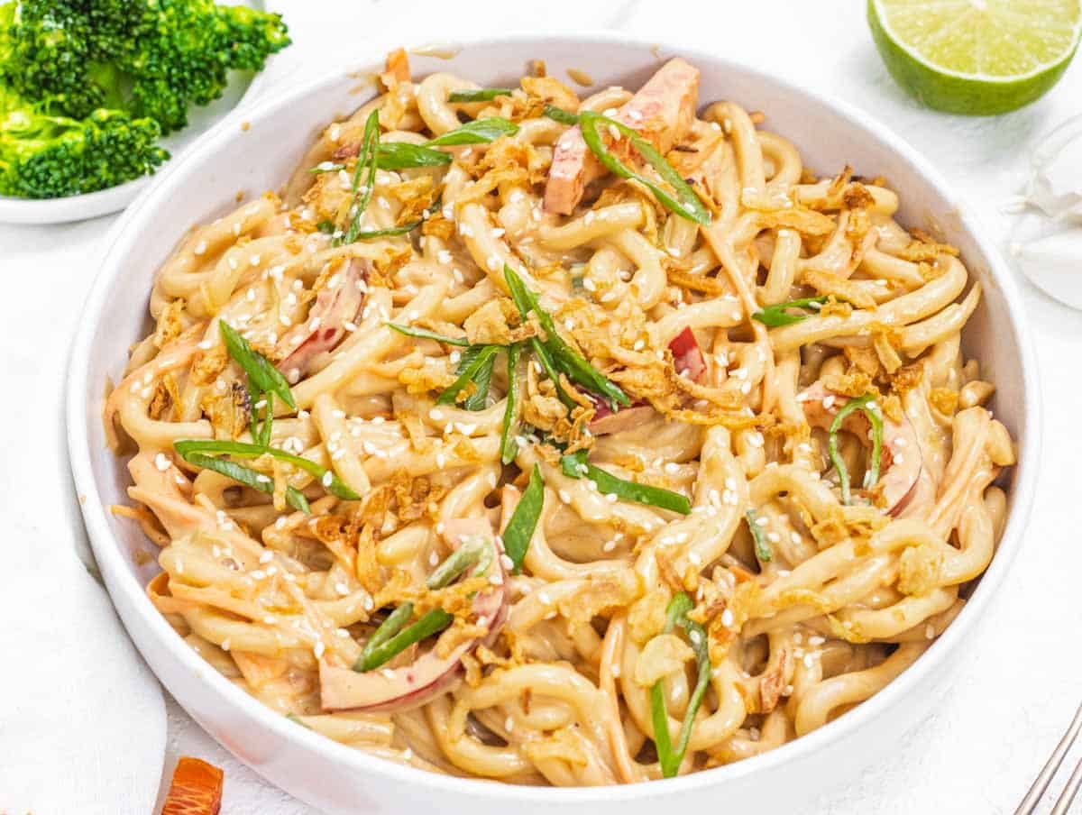 Peanut noodles with scallions