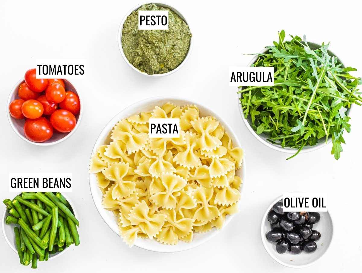 ingredients for pesto pasta salad