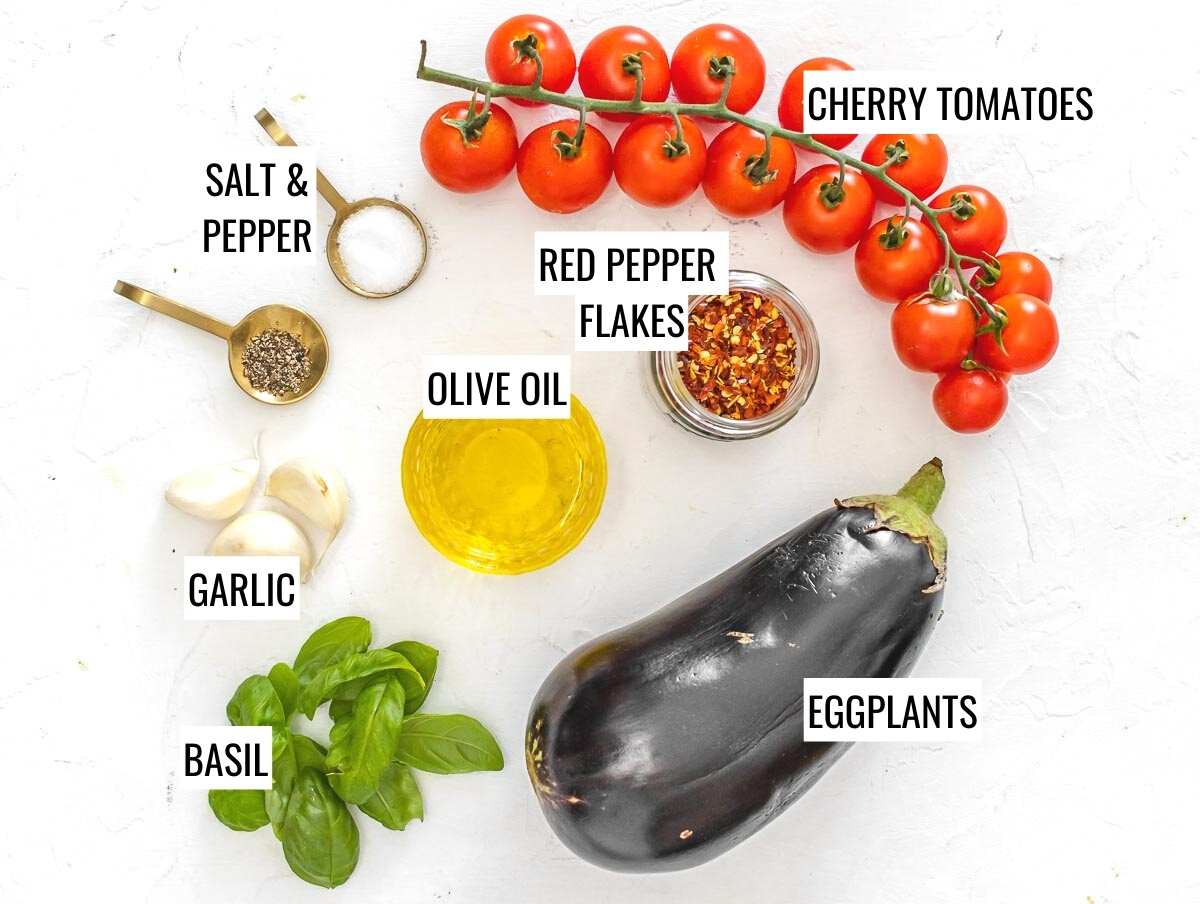 Sauteed eggplant ingredients