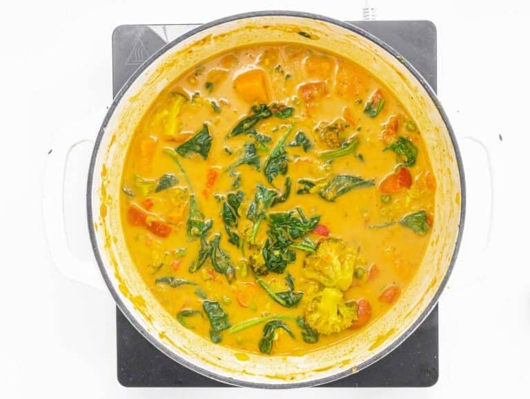spinach in a vegetable curry