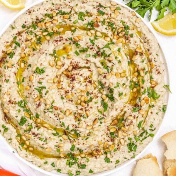 Mutabal with pine nuts and lemon
