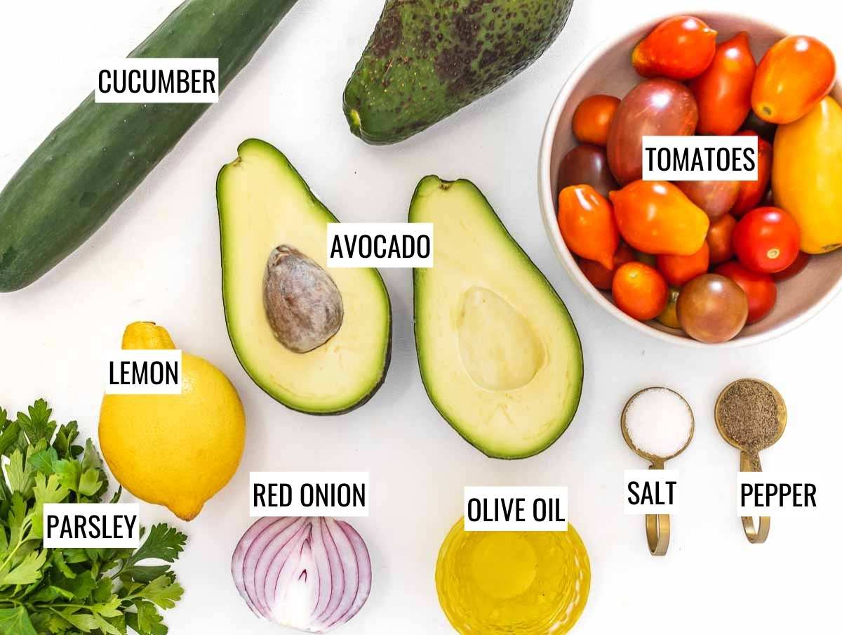 Avocado salad ingredients