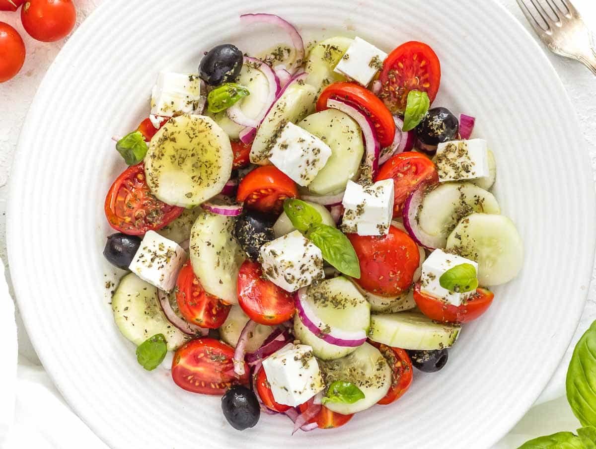 Greek cucumber salad with tangy dressing