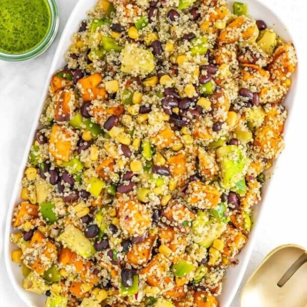 black bean salad with quinoa and sweet potatoes