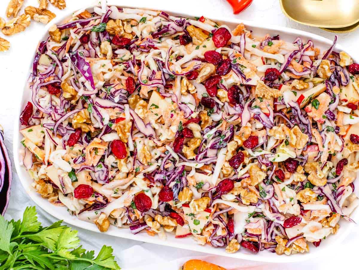 Coleslaw with walnuts and cranberries