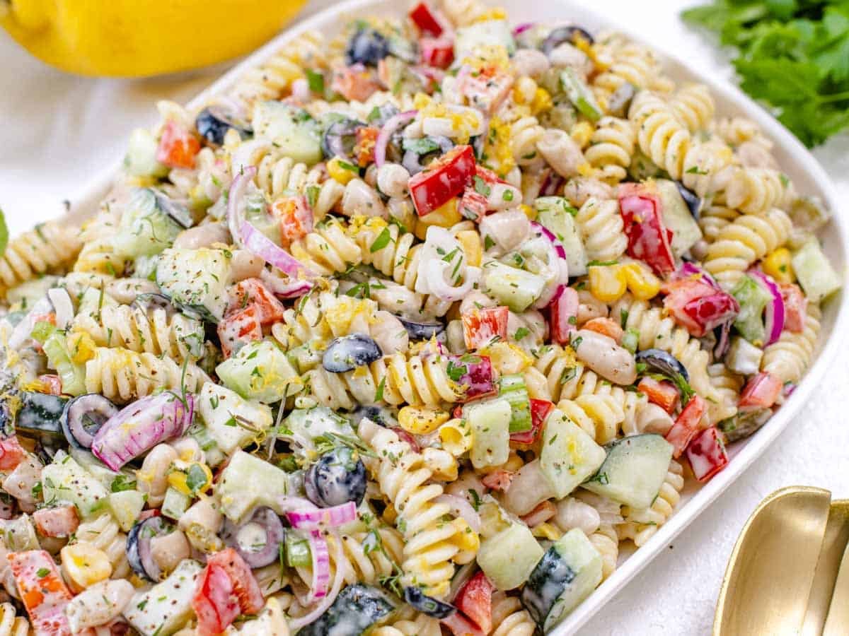 Creamy pasta salad with mayonnaise