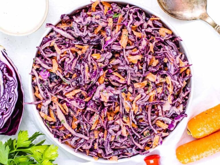 creamy red cabbage slaw