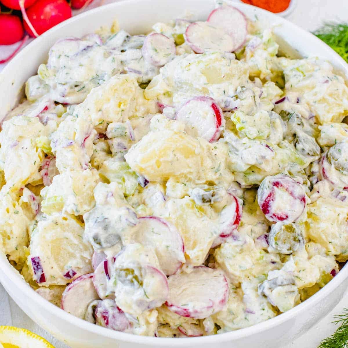 Dill Potato Salad with radishes and celery