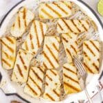 Grilled tofu and silver fork