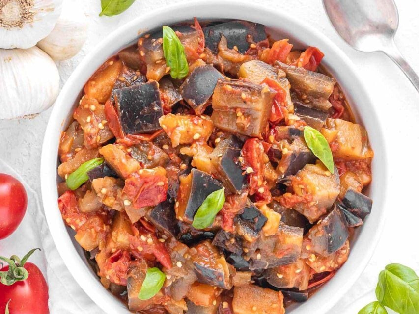 Sautèed eggplant in a bowl