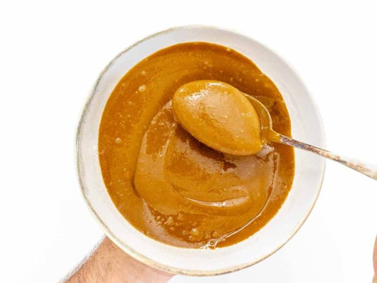 peanut sauce with spoon