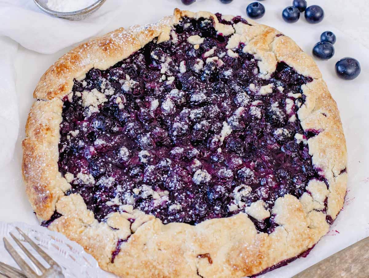 Blueberry galette after baking