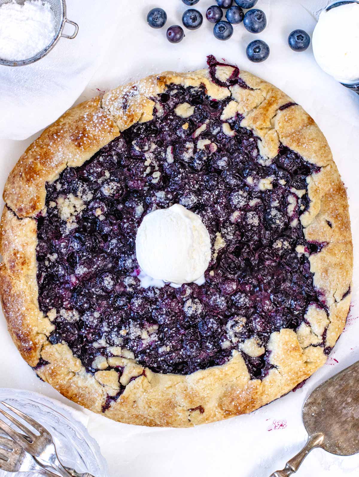 Blueberry galette with fresh blueberries