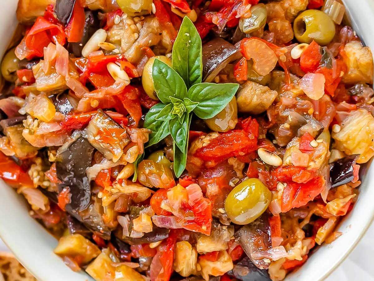 Eggplant Caponata in a bowl