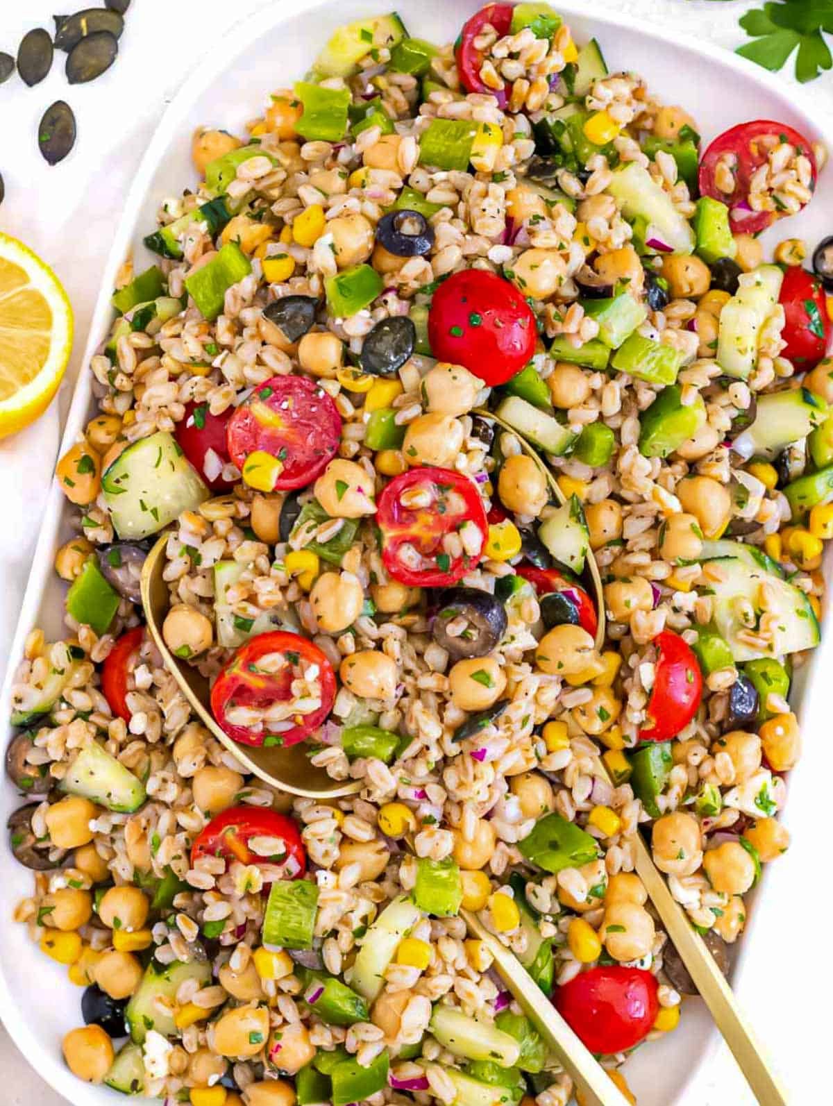 Easy farro salad.