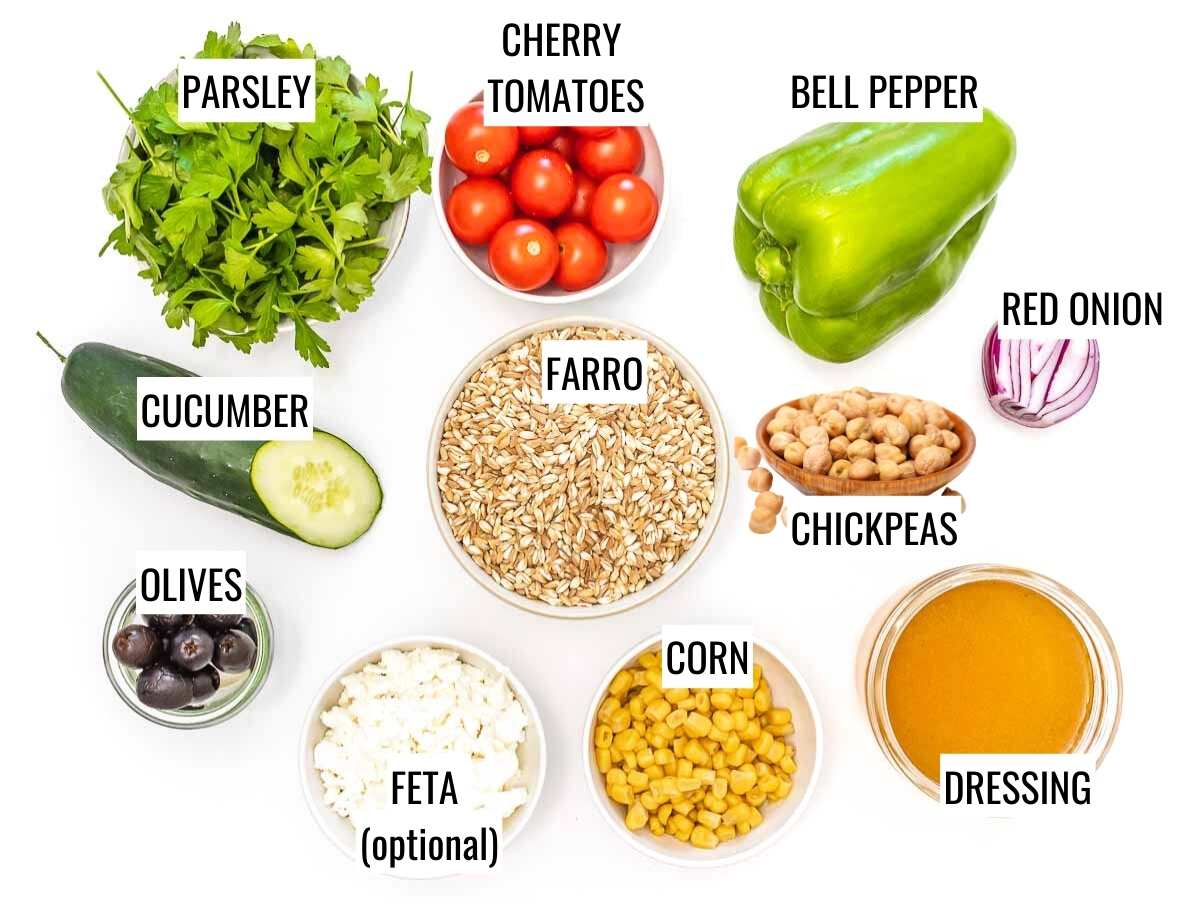 Farro salad ingredients 