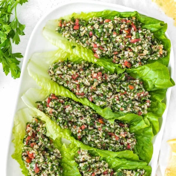 Tabbouleh in salad wedges