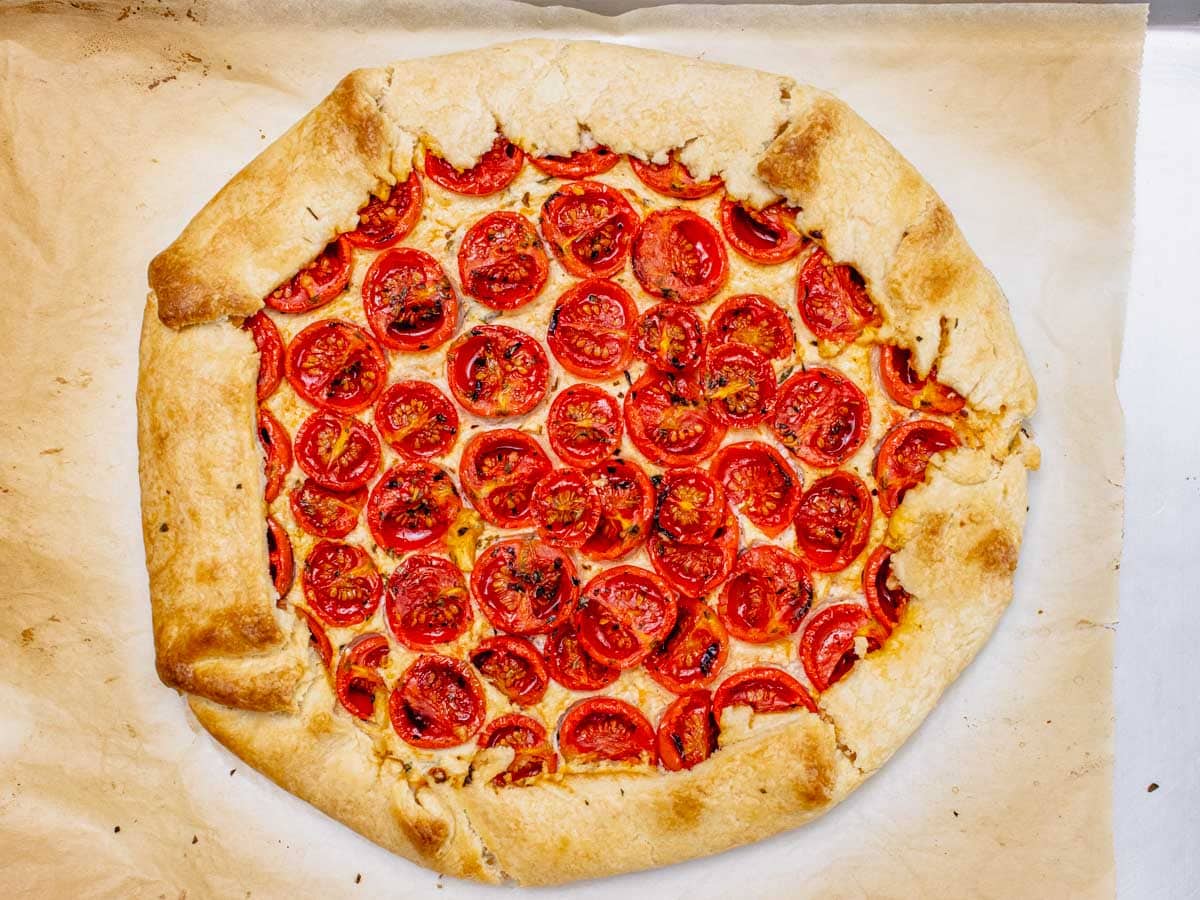 Tomato galette after baking