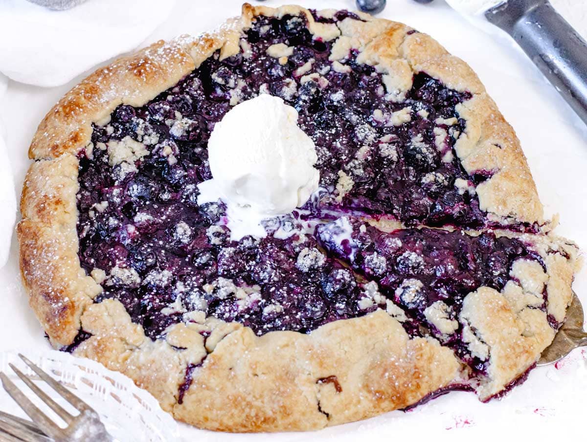 blueberry galette with ice cream