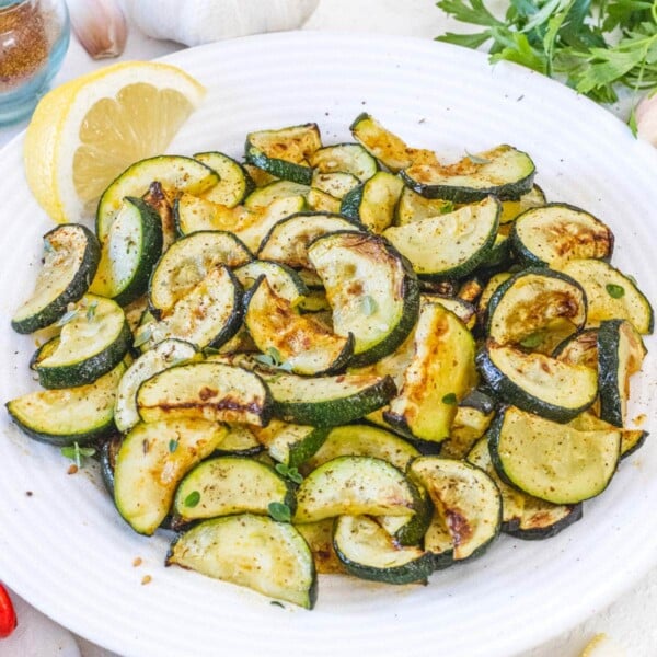 Air fryer zucchini on a plate