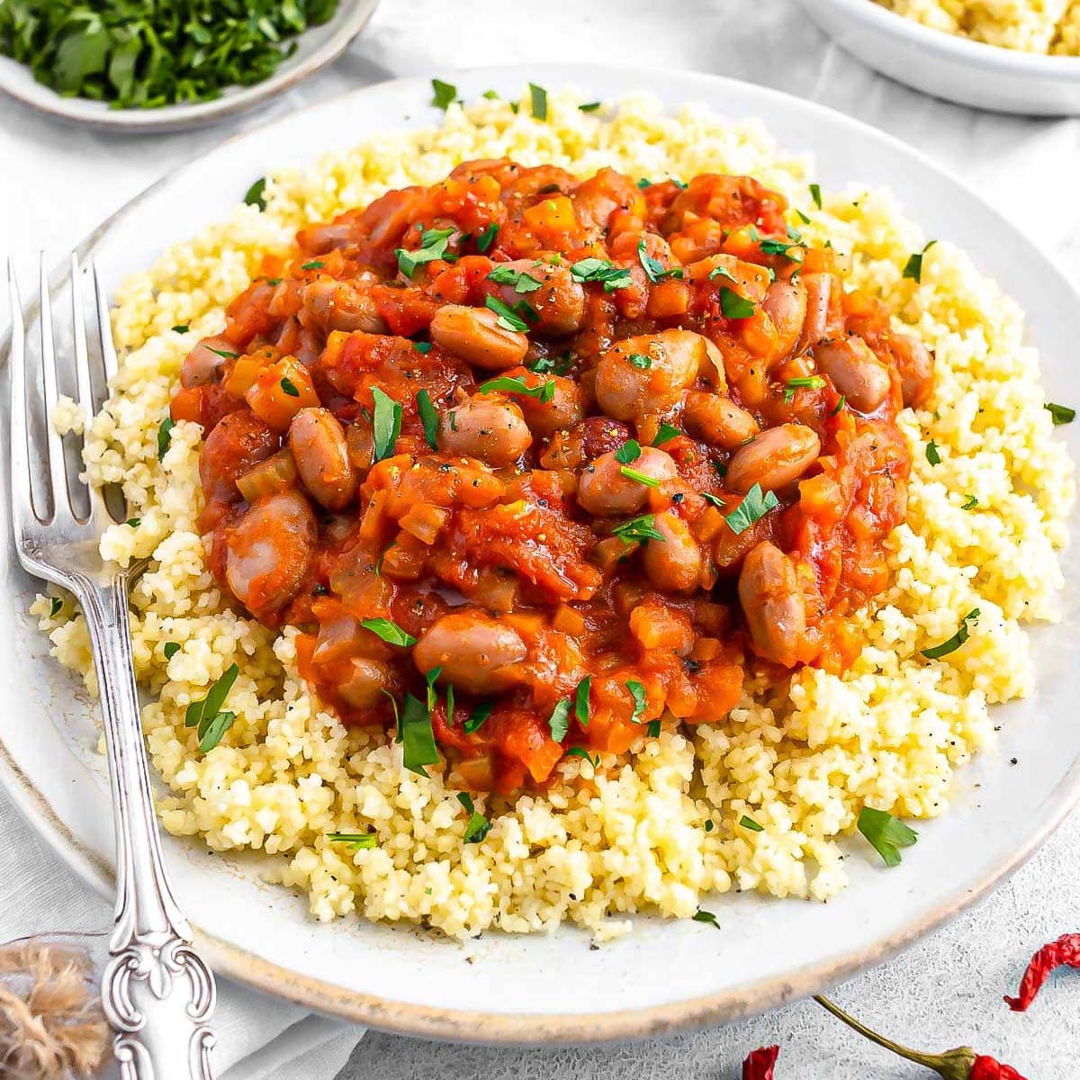 Bean stew with a fork