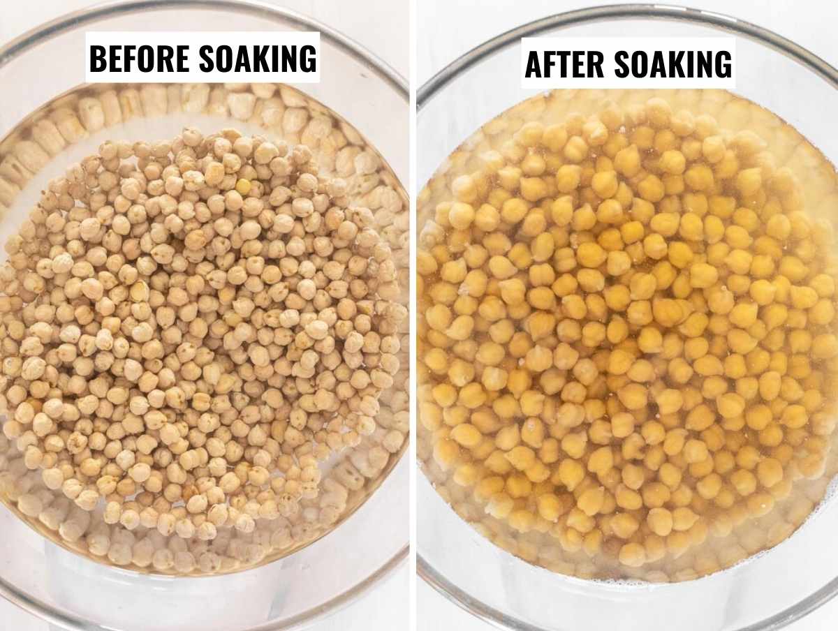 chickpeas before and after soaking