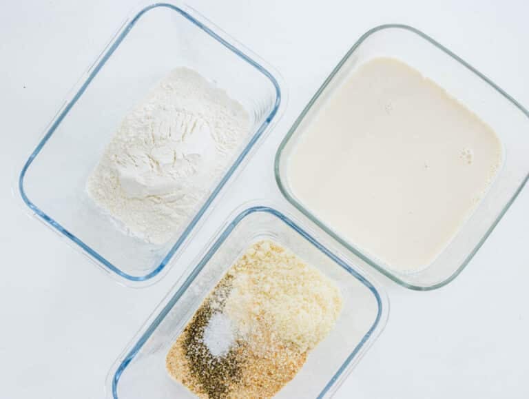 Flour, breadcrumbs and milk for zucchini batter