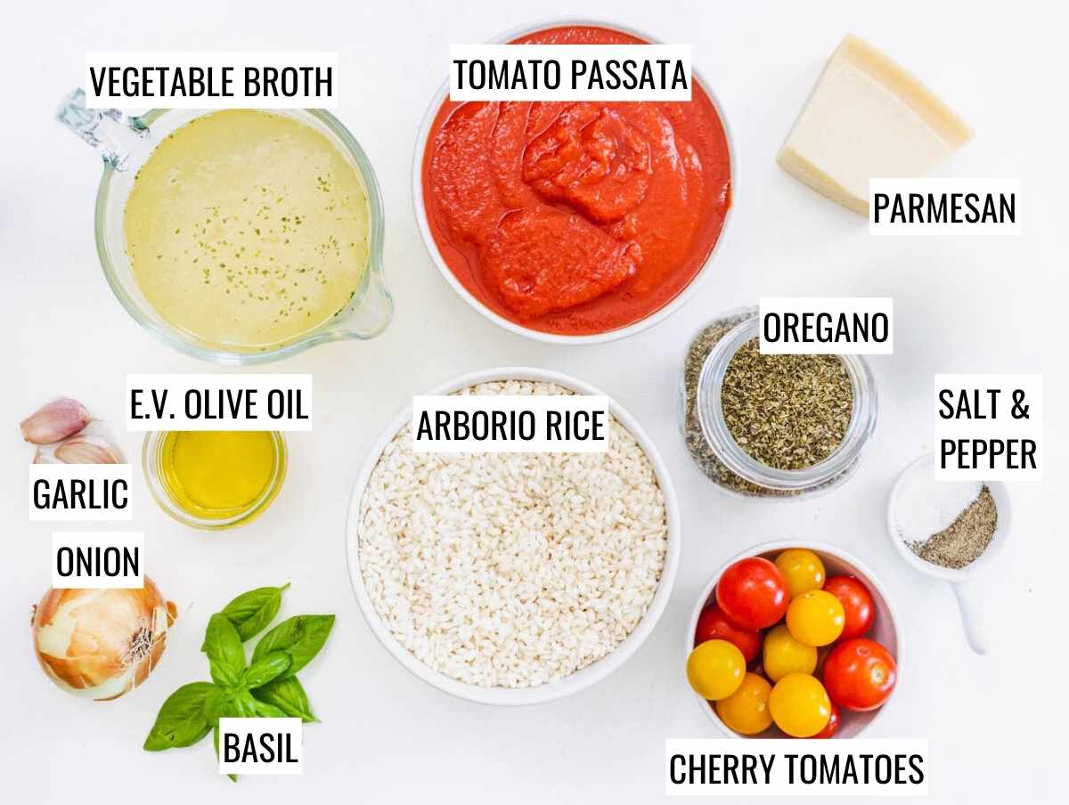 Tomato risotto ingredients