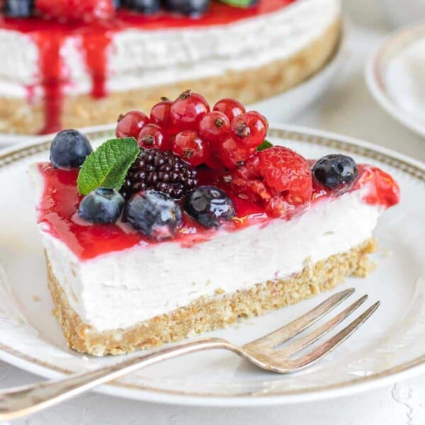 Vegan Cheesecake with a fork