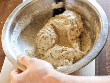Vegan brioche dough in a bowl