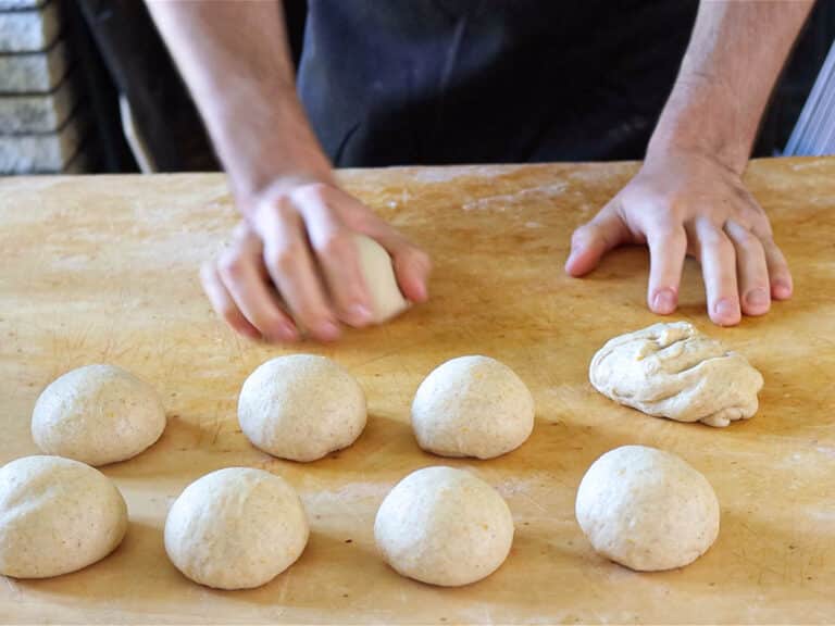Rolling dough balls for vegan brioche