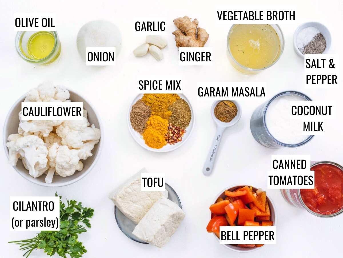 Ingredients for vegan curry