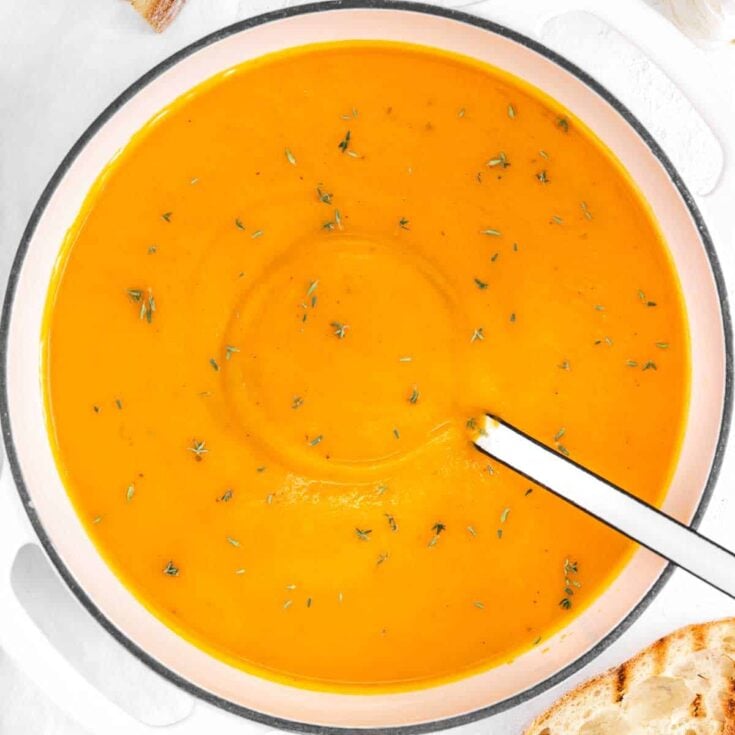 Butternut squash soup in a pot