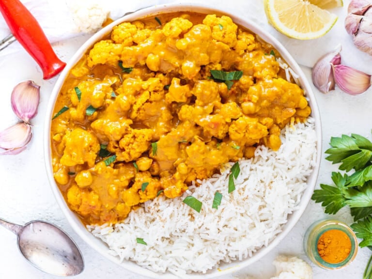 Cauliflower Curry with basmati rice