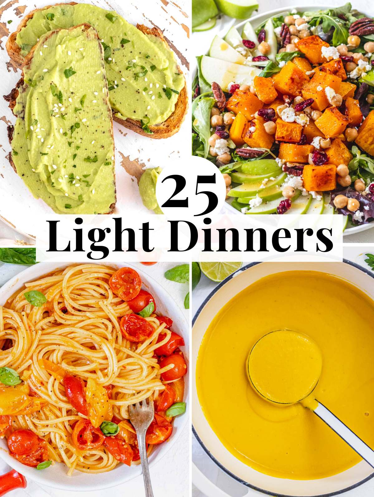 Light Dinner Ideas with soups, sandwiches and pasta