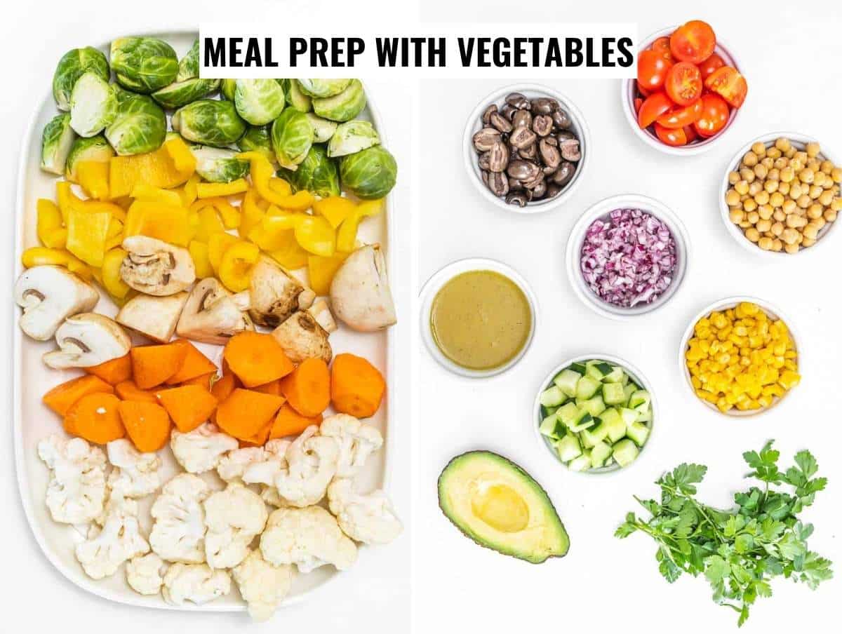 Meal prep with vegetables