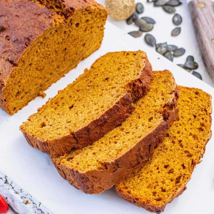 Vegan Pumpkin bread in slices