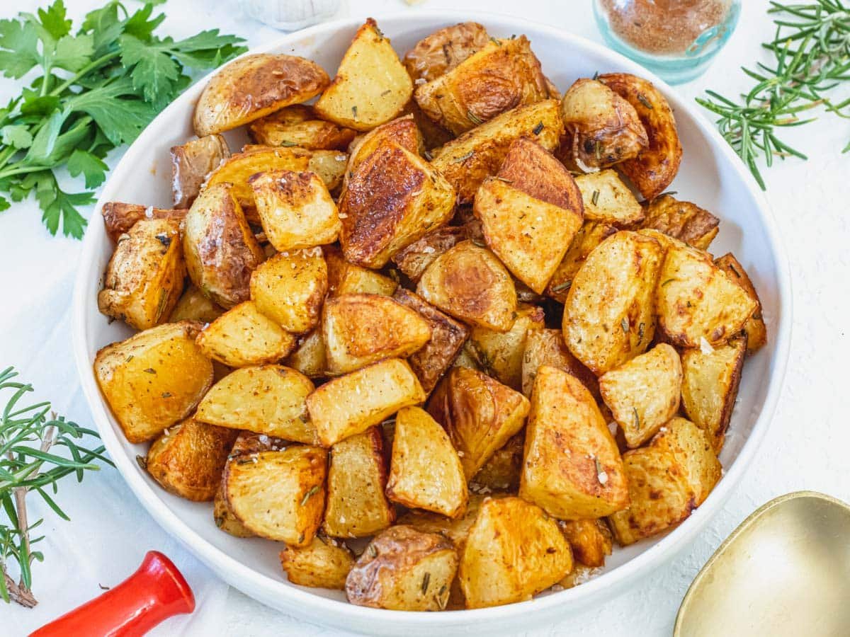Roasted Potatoes after baking with fresh herbs