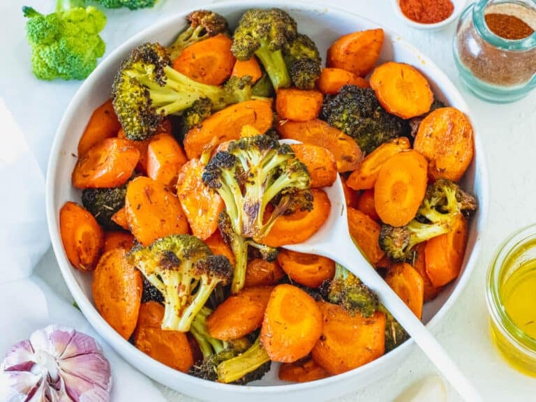 roasted carrots and broccoli