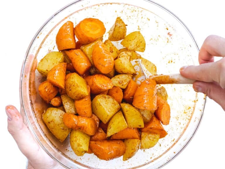 potatoes and carrots with oil and spices