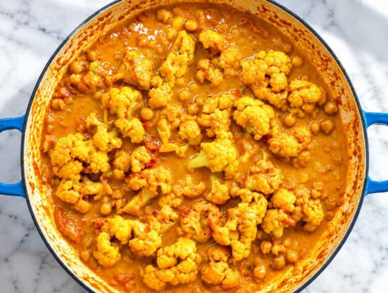 Step 4 Finished cauliflower curry with garam masala, citrus, and fresh cilantro.