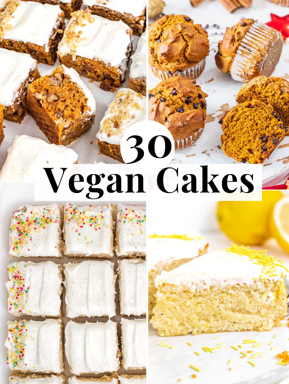 Vegan cakes with frosting and glazing
