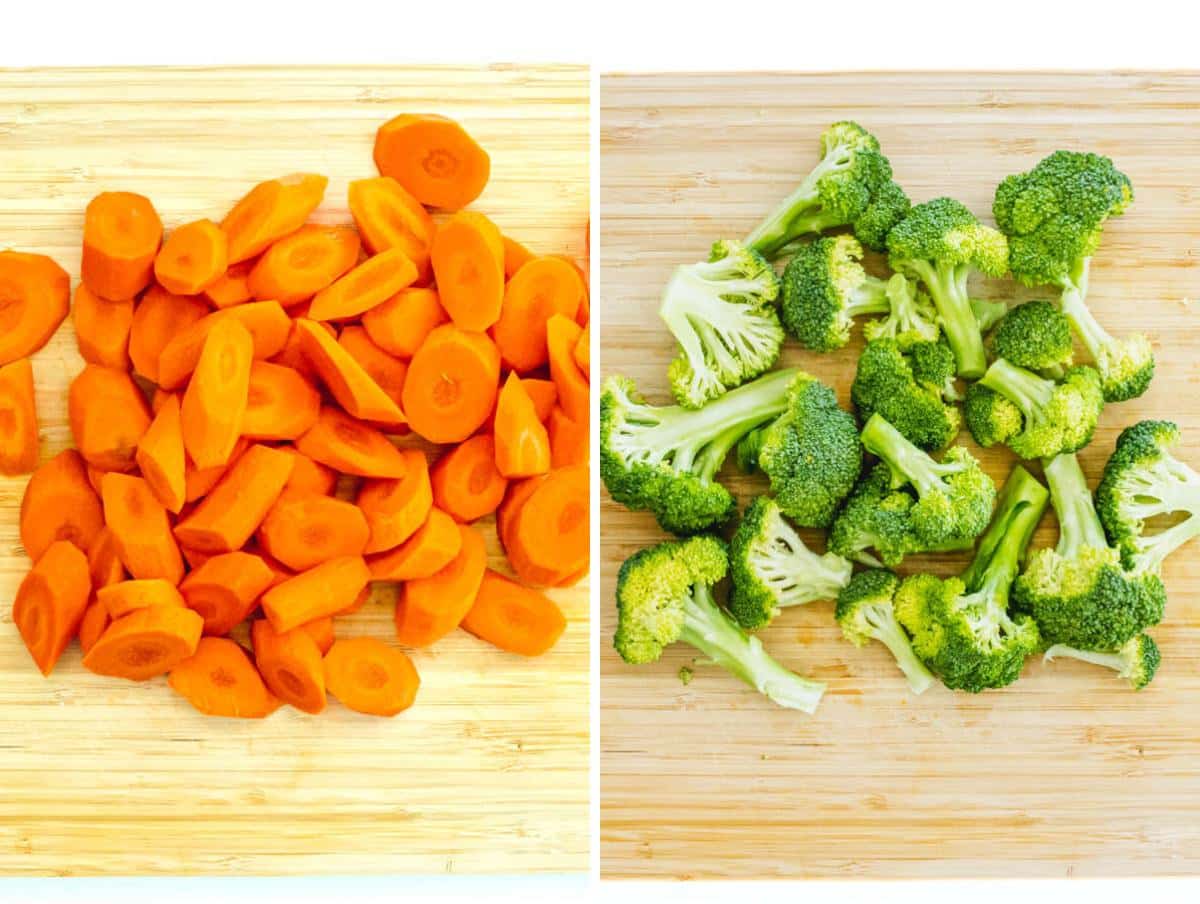 roasted broccoli and carrots preparation
