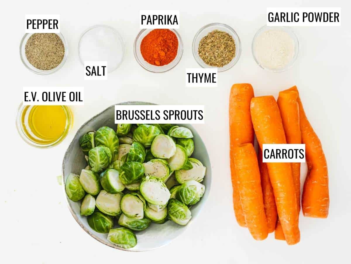 roasted carrots and Brussels sprouts ingredients