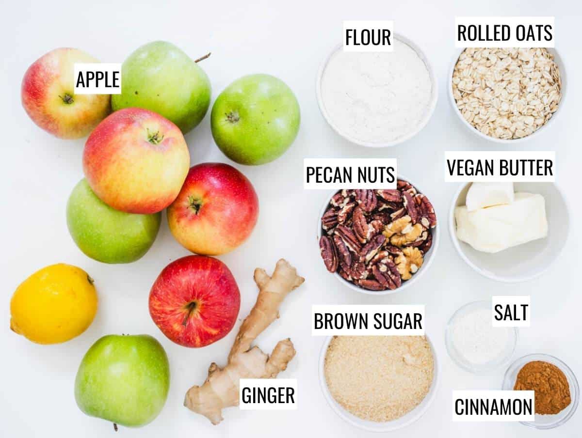 Ingredients for vegan apple crisp