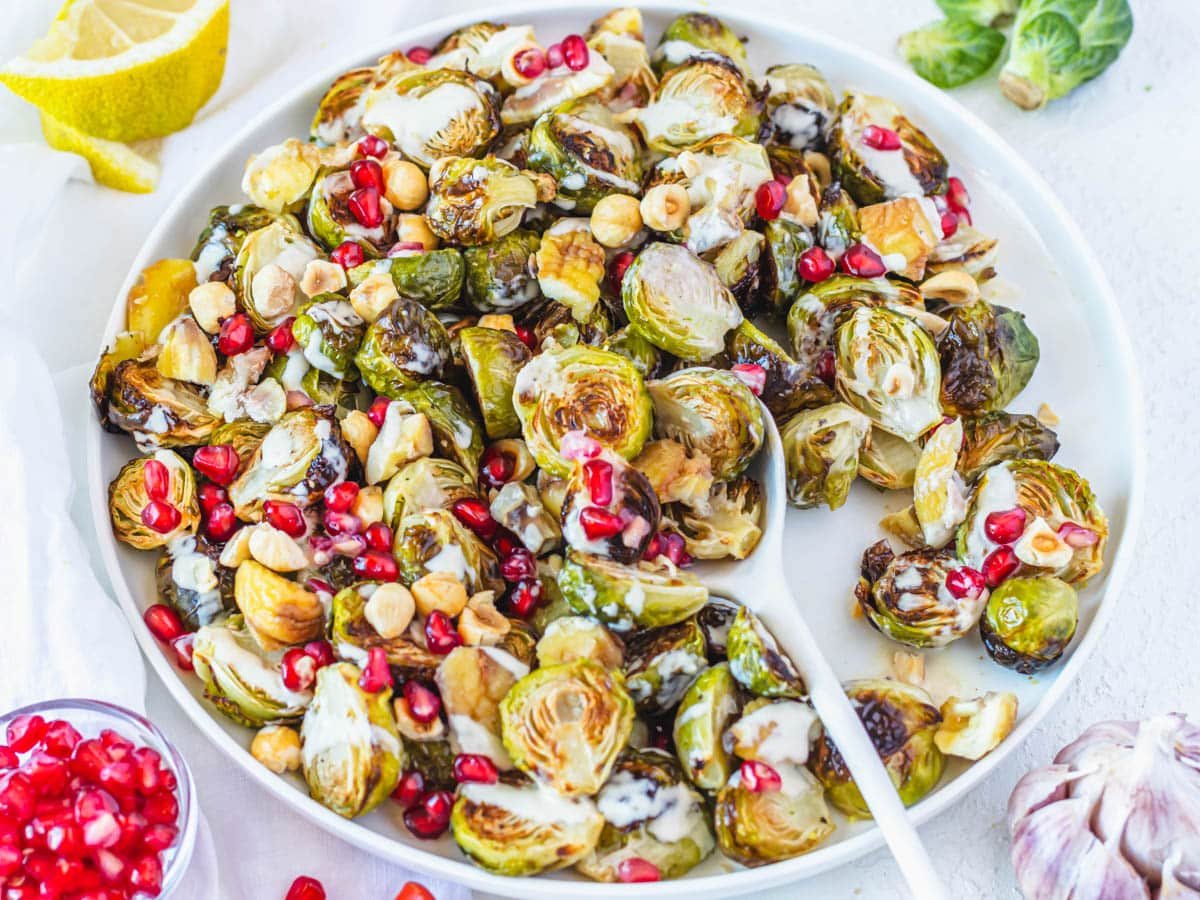 Roasted Brussels sprouts with tahini sauce