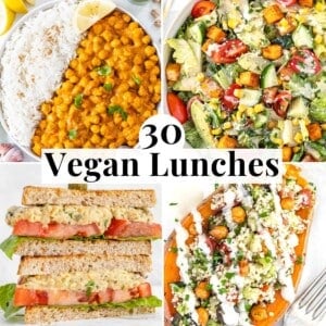 Vegan lunch ideas with salads and sandwiches