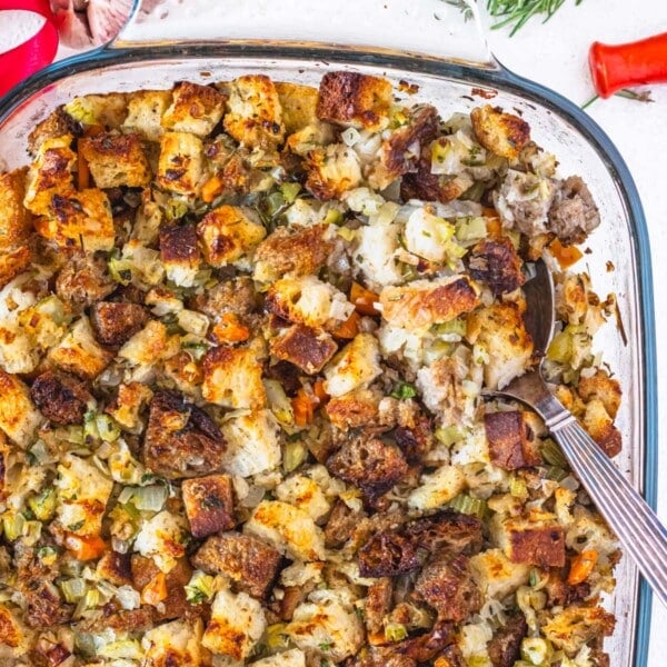 Vegetarian stuffing with silver spoon