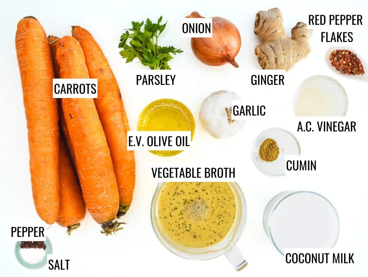 ingredients for carrot soup